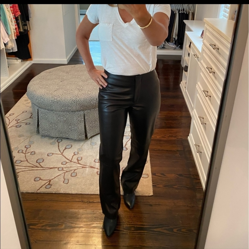 DKNY Black Leather Bootcut Trousers/Pants Size 6